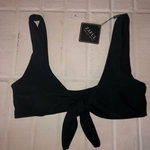 Black front tie ZAFUL bikini top